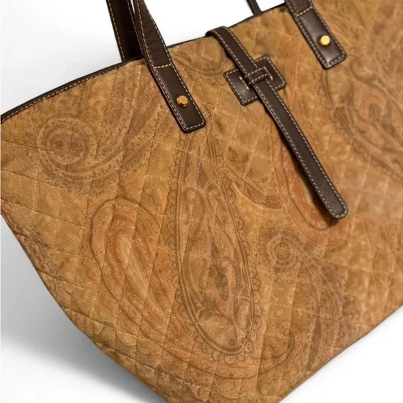 J.McLaughlin Vintage Velvelt Paisley Large Tote Bag. - Picture 2 of 7